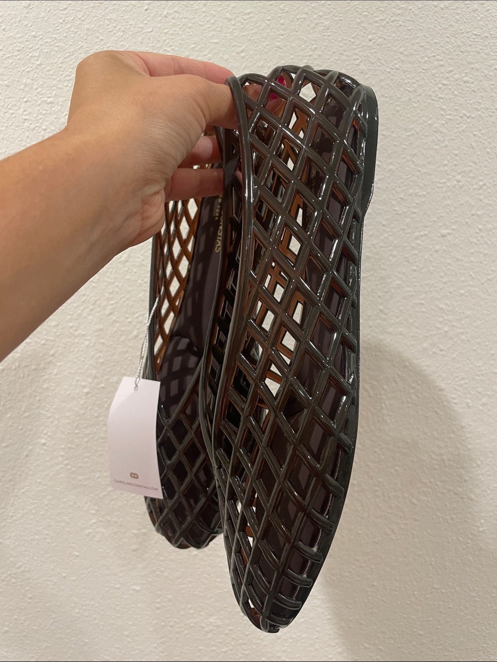 NWT Caroline Constas Dark Brown Lattice Ballerina Flats Size 7 Trendy - Picture 8 of 8